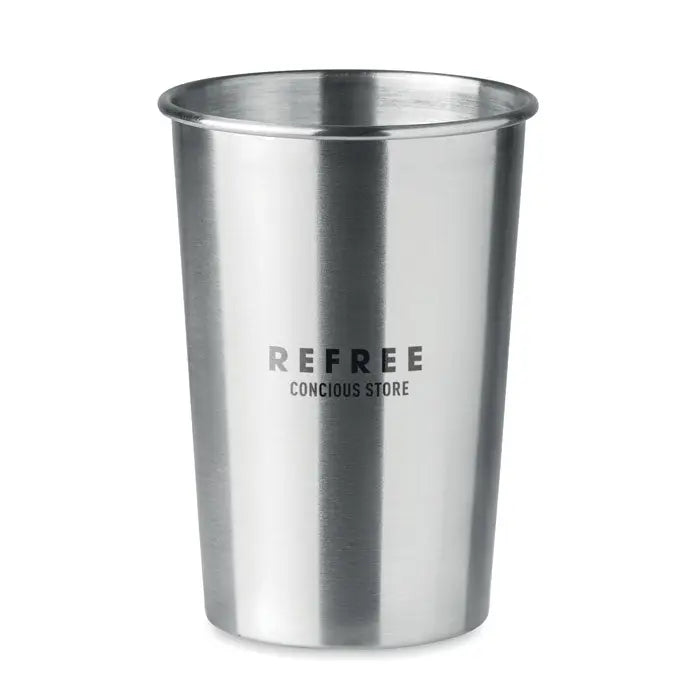 Pahar din otel inoxidabil 350 ml cu design minimalist si logo refree conscious store negru