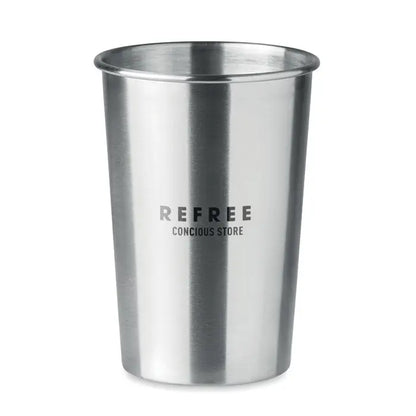 Pahar din otel inoxidabil 350 ml cu design minimalist si logo refree conscious store negru