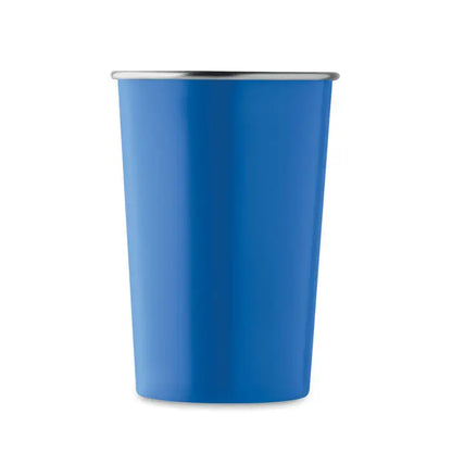 Pahar din otel inoxidabil reciclat albastru cu margine din otel inoxidabil si email