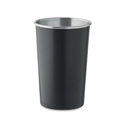Pahar din otel inoxidabil reciclat negru cilindric cu margine argintie lustruita