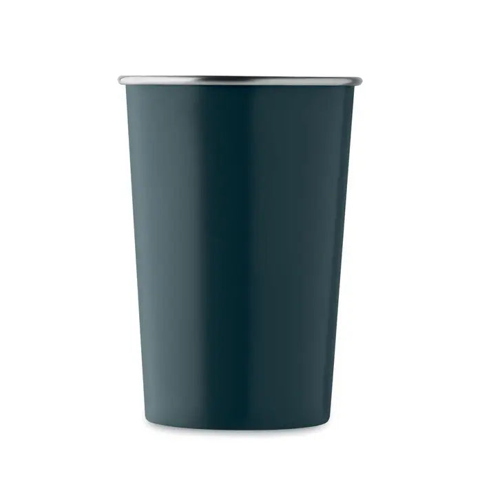 Pahar din otel inoxidabil reciclat metalizat culoare teal inchis cu margine argintie lustruita