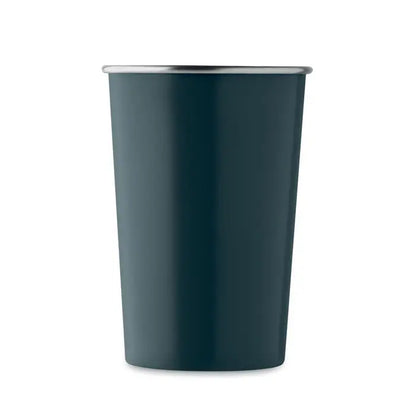 Pahar din otel inoxidabil reciclat metalizat culoare teal inchis cu margine argintie lustruita