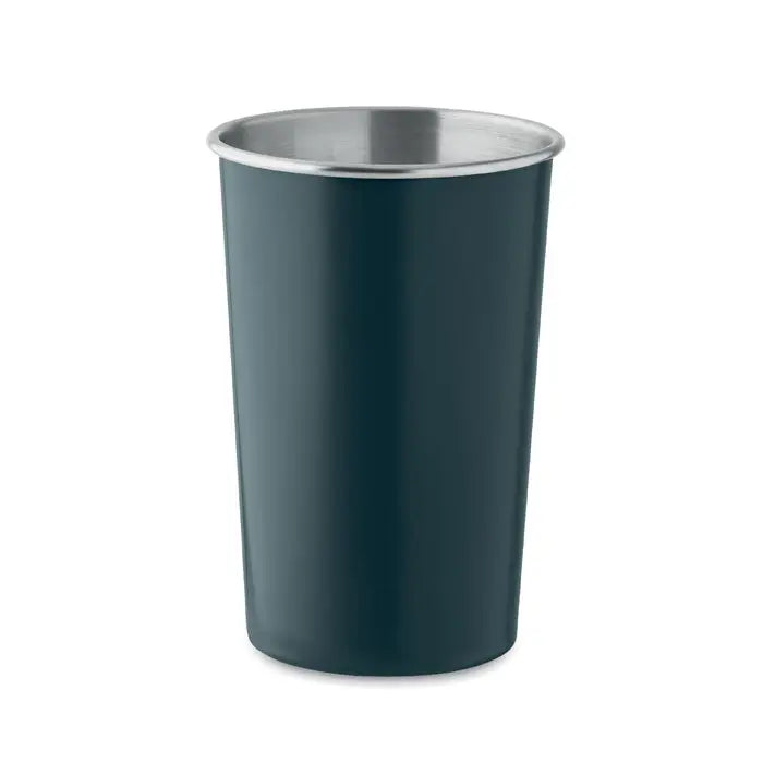 Pahar din otel inoxidabil reciclat cu perete dublu izolat culoare teal inchis si margine din otel inox lustruit