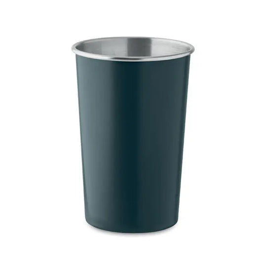 Pahar din otel inoxidabil reciclat cu perete dublu izolat culoare teal inchis si margine din otel inox lustruit