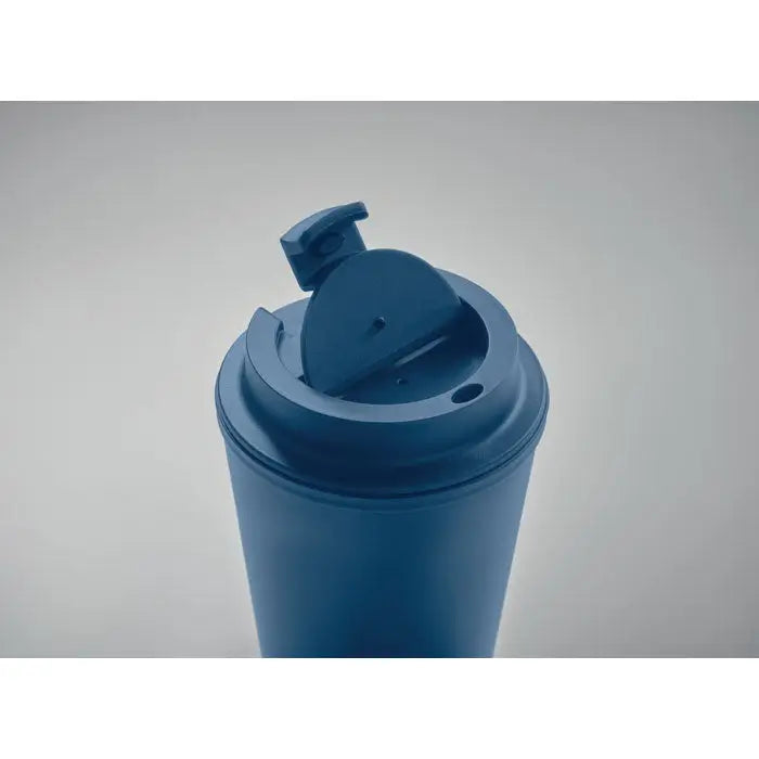 Pahar pp 300 ml cana de calatorie izolata albastra cu capac rabatabil si design modern elegant