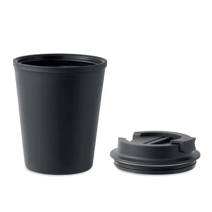 Pahar pp 300 ml travel mug negru mat cu capac asortat si supapa integrata pentru bautura sigura