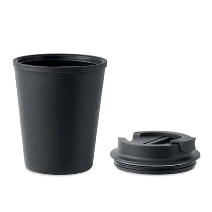 Pahar pp 300 ml travel mug negru mat cu capac asortat si supapa integrata pentru bautura sigura