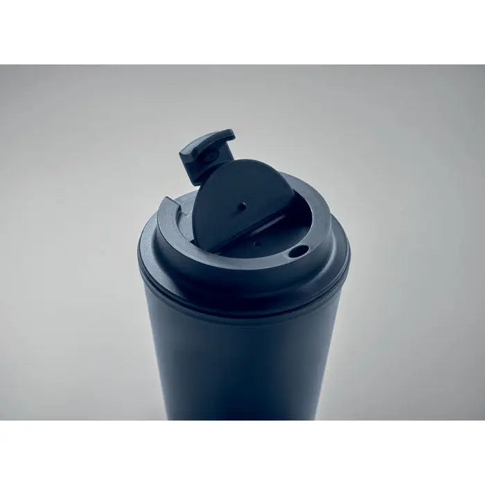 Pahar pp 300 ml cana de calatorie izolata neagra cu capac pliabil si design modern si elegant
