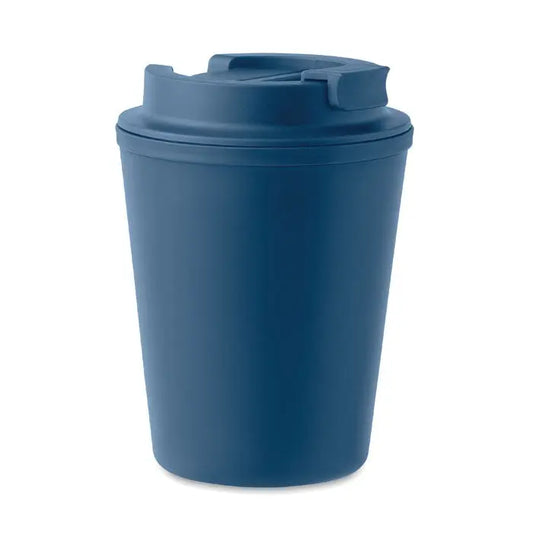 Pahar pp 300 ml albastru din plastic cu capac cu balama si design flip-top pentru calatorii