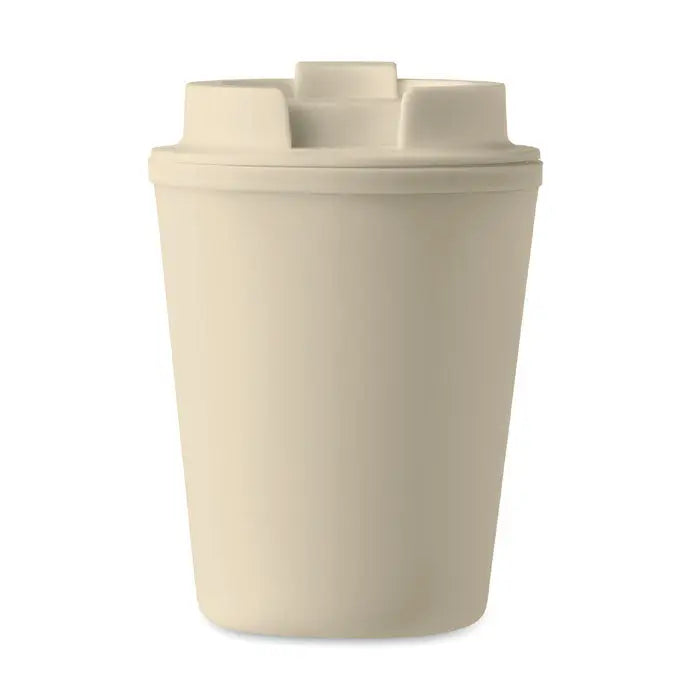 Pahar pp 300 ml mugă de călătorie din plastic crem cu capac asortat și patru mânere integrate