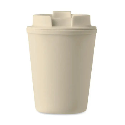 Pahar pp 300 ml mugă de călătorie din plastic crem cu capac asortat și patru mânere integrate