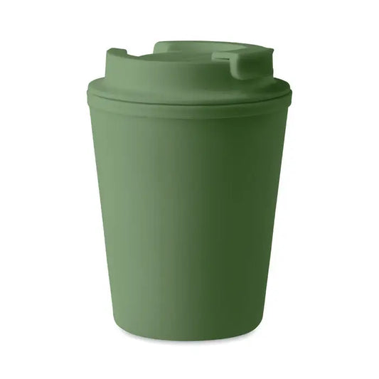 Pahar pp 300 ml verde măsliniu din plastic cu capac flip-top pentru călătorii