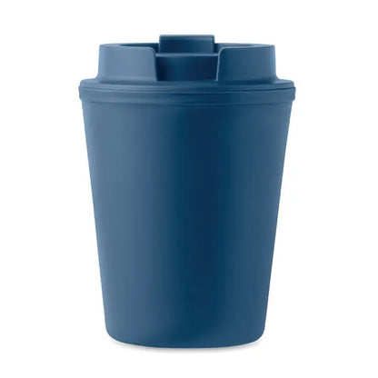 Pahar pp 300 ml căldură mată albastru închis, termos de plastic cu capac și mânere integrate pentru călătorii