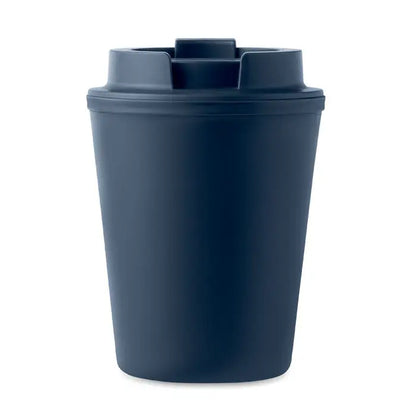 Pahar pp 300 ml scrumiera auto din plastic albastru închis cu capac și sloturi integrate pentru filtre de țigară