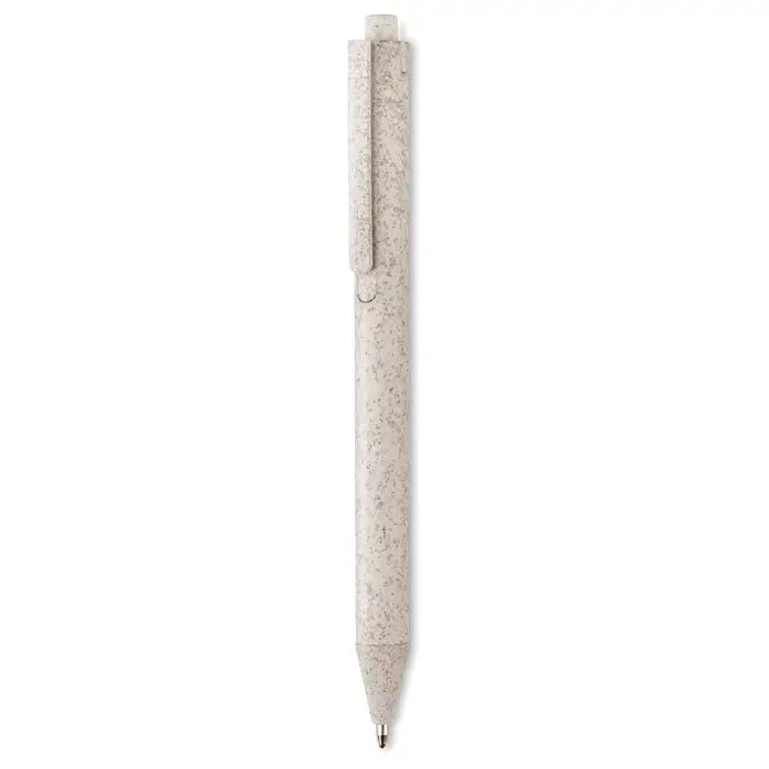 Paie de grau stilou tip push din abs cu grip texturat si varf metalic culoare bej patat