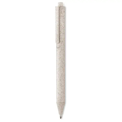 Paie de grau stilou tip push din abs cu grip texturat si varf metalic culoare bej patat