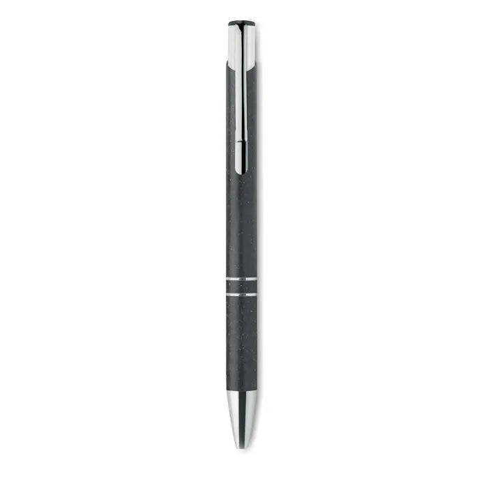 Pix stilou tip push din abs negru texturat cu accente metalice argintii și design modern slim
