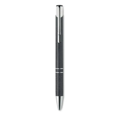 Pix stilou tip push din abs negru texturat cu accente metalice argintii și design modern slim