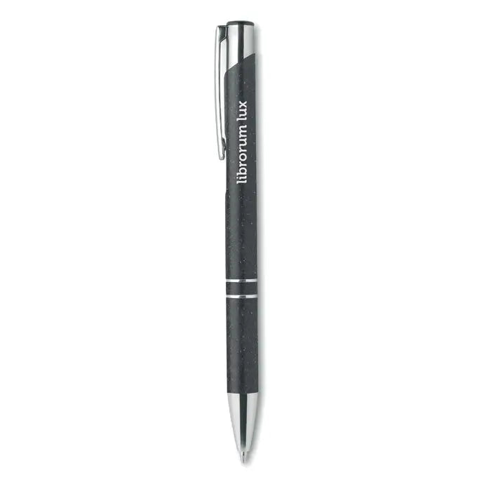 Stilou tip push paie de grau din abs cu corp texturat negru si accente argintii modern pentru scris fin