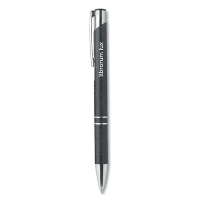 Stilou tip push paie de grau din abs cu corp texturat negru si accente argintii modern pentru scris fin