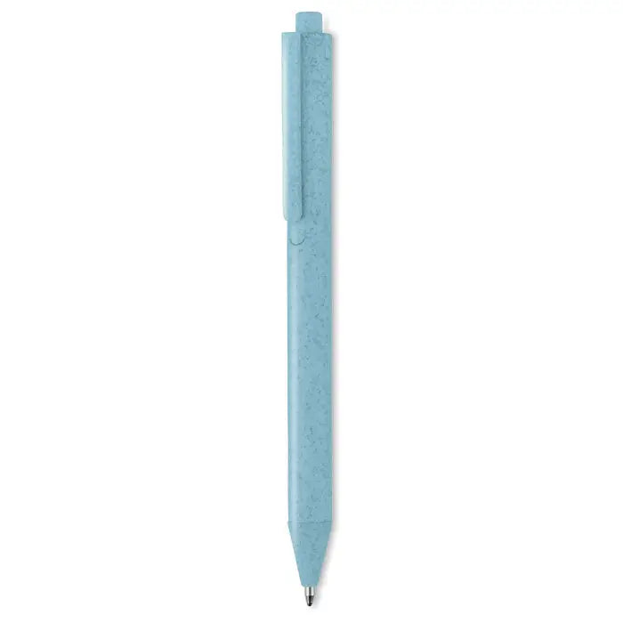 Stilou tip push paie de grau in nuanta albastru deschis cu finisaj texturat ecologic si design minimalist