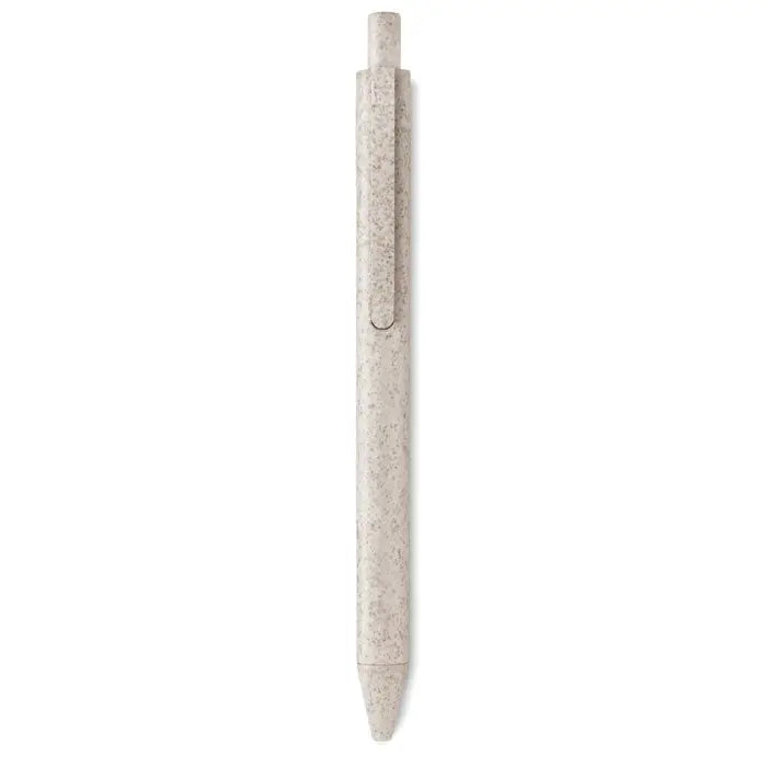 Stilou paie de grau cu mecanism push din abs, design minimalist si textura pestrita, culoare bej deschis