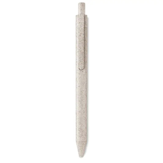 Stilou paie de grau cu mecanism push din abs, design minimalist si textura pestrita, culoare bej deschis