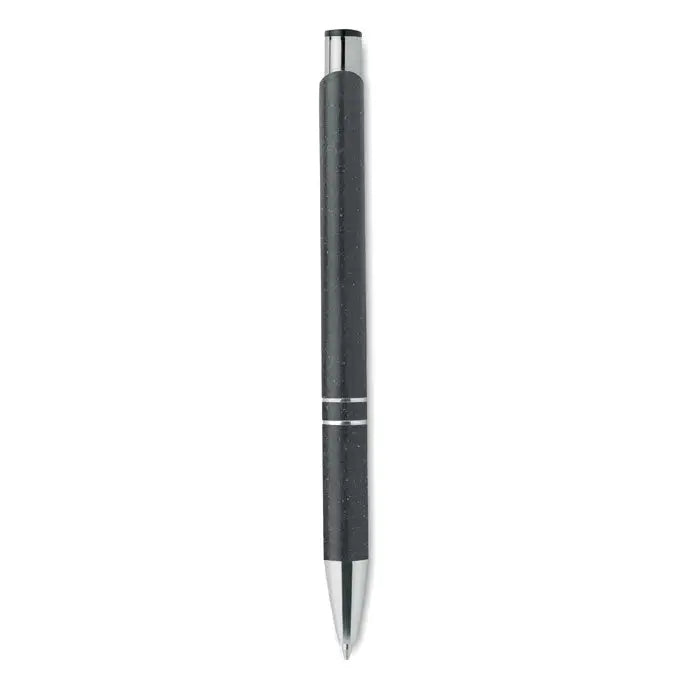 Stilou tip push paie de grau din abs negru texturat cu accente metalice argintii pentru scris eficient