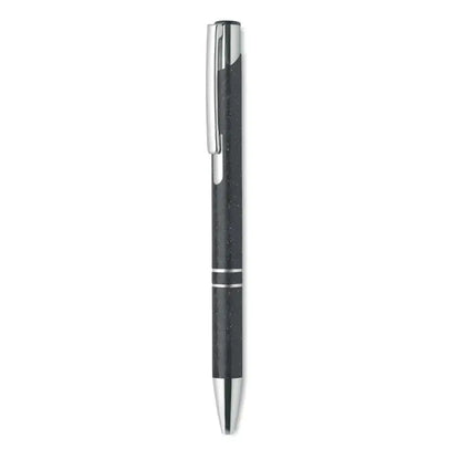Paie de grau stilou tip push negru texturat cu accente metalice argintii din ABS si design modern