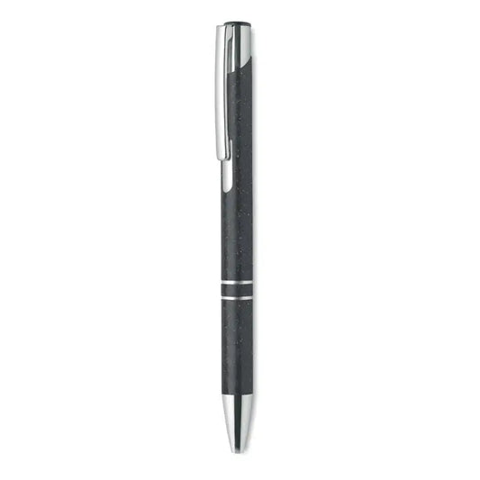 Paie de grau stilou tip push negru texturat cu accente metalice argintii din ABS si design modern