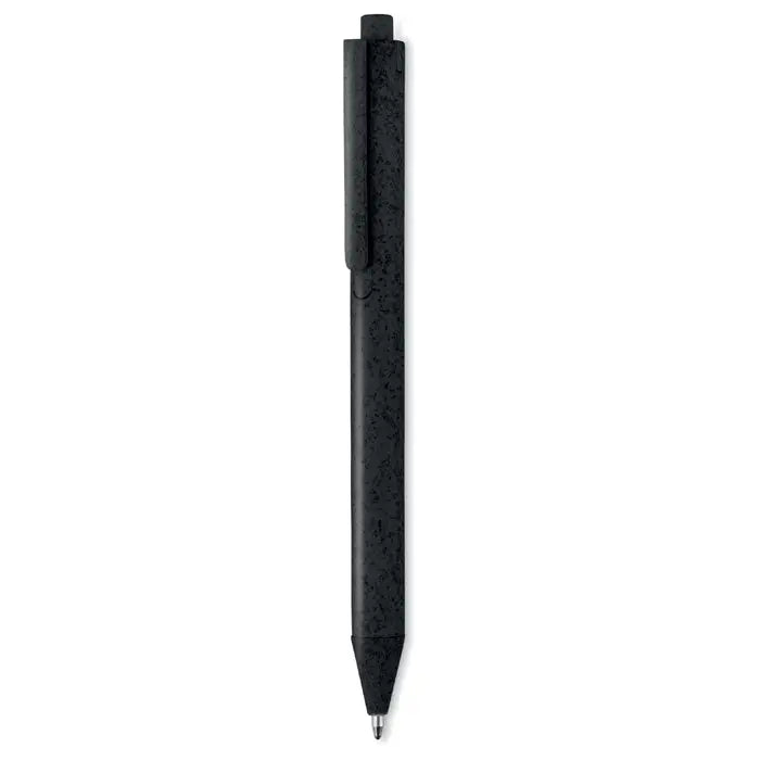 Stilou tip push paie de grau din abs cu corp negru mat si varf argintiu texturat pentru scris fin