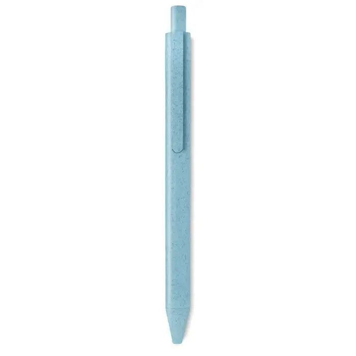 Paie de grau stilou tip push din abs albastru deschis cu suprafata texturata si design minimalist