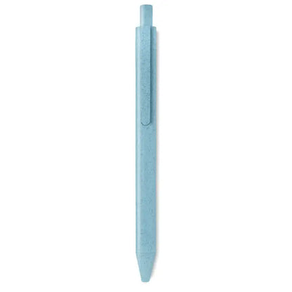 Paie de grau stilou tip push din abs albastru deschis cu suprafata texturata si design minimalist