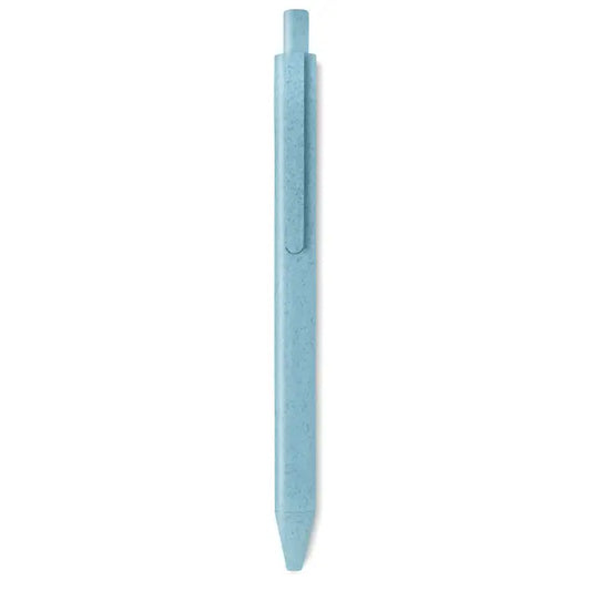 Paie de grau stilou tip push din abs albastru deschis cu suprafata texturata si design minimalist