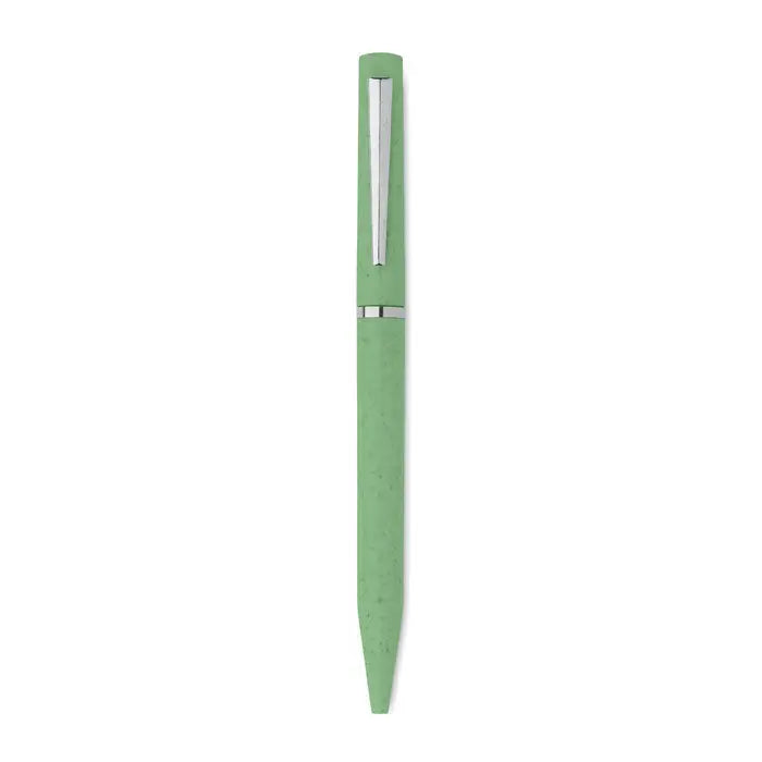 Paie de grau abs stilou cu bila elegant verde mat cu clips si banda argintie pentru scris zilnic