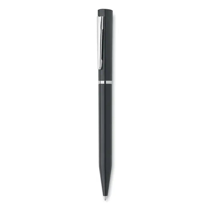 Pix cu bilă negru cu finisaj lucios și accente metalice argintii stilul paie de grau abs twist pen