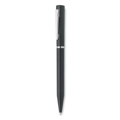 Pix cu bilă negru cu finisaj lucios și accente metalice argintii stilul paie de grau abs twist pen