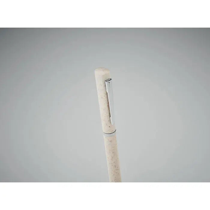 Pix cu torsadă paie de grau crem cu textură picurată și clips argintiu din material abs