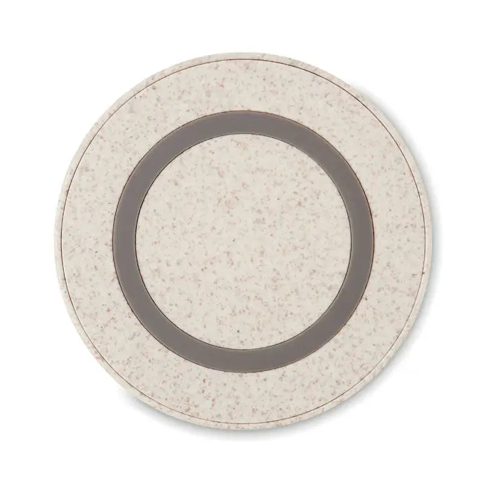 Beige speckled circular coaster with dark gray concentric ring for paie de grau incarcator abs 5w