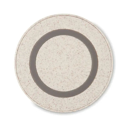 Beige speckled circular coaster with dark gray concentric ring for paie de grau incarcator abs 5w