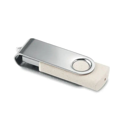 Usb flash drive paie de grau pp 50/50 16gb dual-material argintiu si bej cu design minimalist