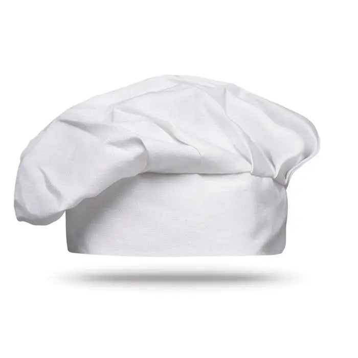 Palarie de bucatar alba din bumbac 130 g/m² cu croiala clasica si tesatura moale usor sifonata