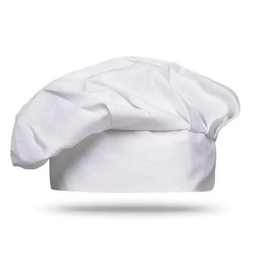 Palarie de bucatar alba din bumbac 130 g/m² cu croiala clasica si tesatura moale usor sifonata