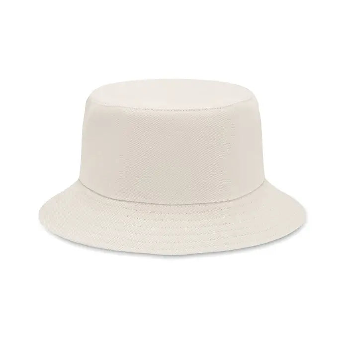 Palarie de soare din bumbac periat crem cu textura si bor lat usor curbat pentru protectie solara