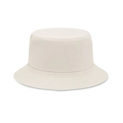Palarie de soare din bumbac periat crem cu textura si bor lat usor curbat pentru protectie solara