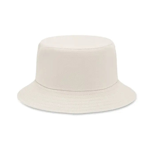 Palarie de soare din bumbac periat crem cu textura si bor lat usor curbat pentru protectie solara