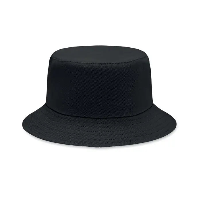 Palarie de soare bucket neagra cu coroana si bor structurate din bumbac periat 260gr/m²