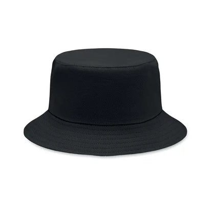 Palarie de soare bucket neagra cu coroana si bor structurate din bumbac periat 260gr/m²