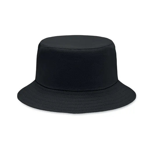Palarie de soare bucket neagra cu coroana si bor structurate din bumbac periat 260gr/m²