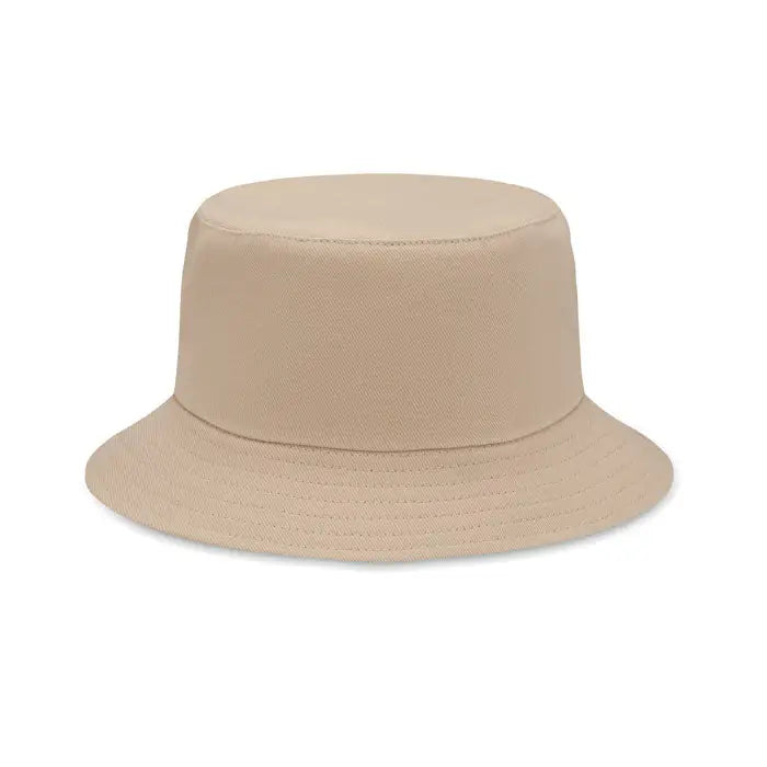 Palarie de soare bej din bumbac periat 260gr/m² cu tesatura texturata si cusaturi subtile